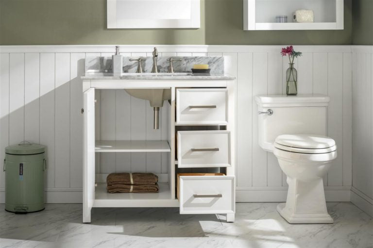 Legion Furniture 36" FINISH SINK VANITY CABINET WITH CARRARA WHITE TOP