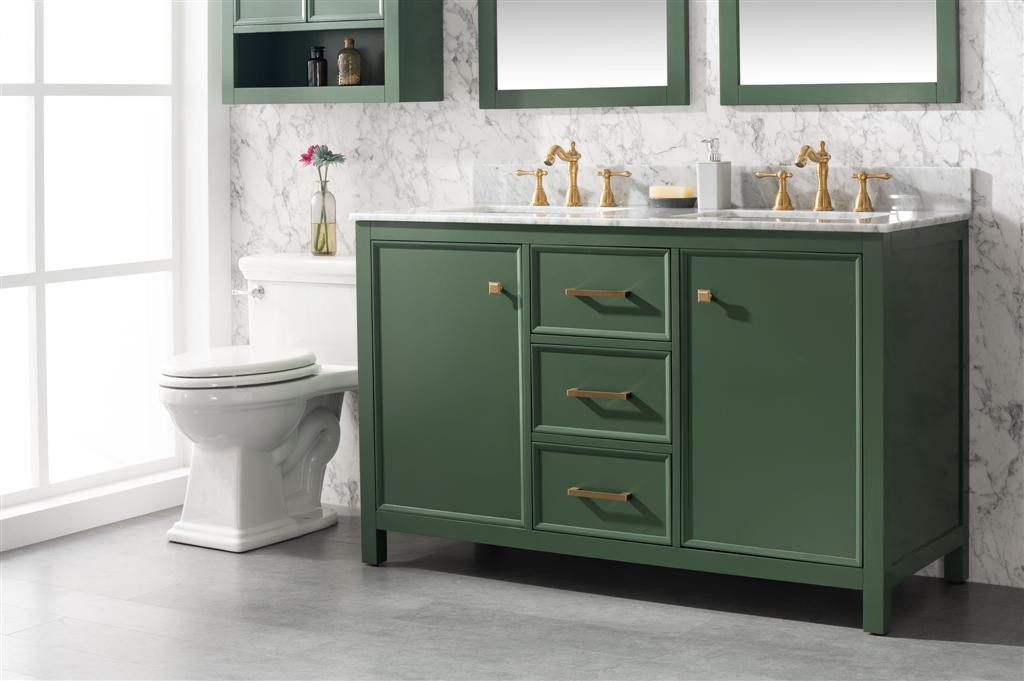 Legion Furniture 54" FINISH DOUBLE SINK VANITY CABINET WITH CARRARA WHITE TOP