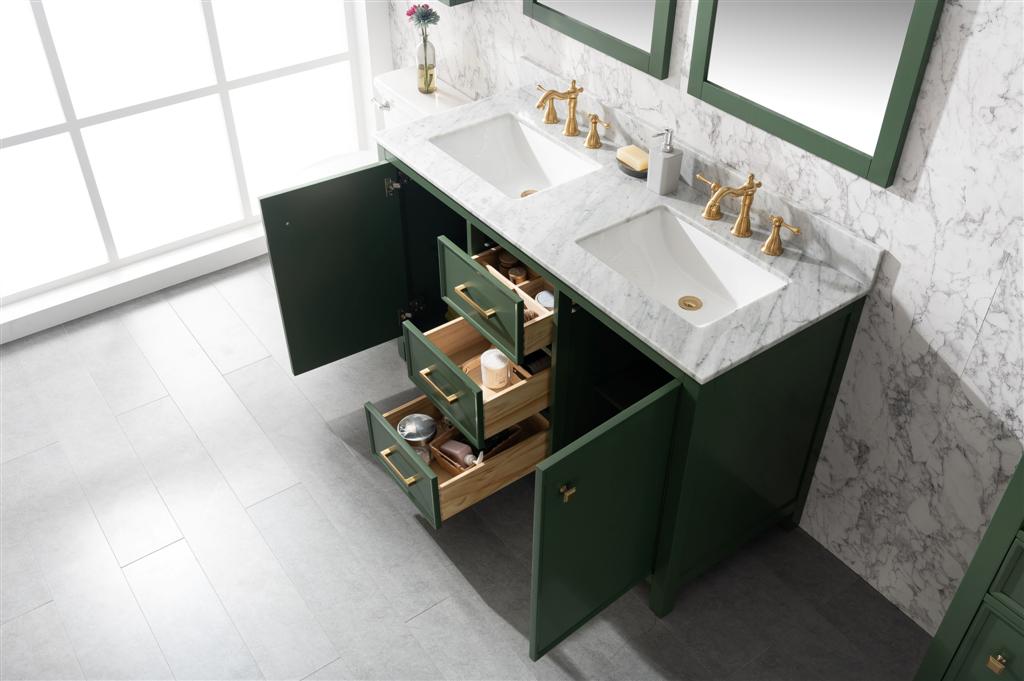 Legion Furniture 54" FINISH DOUBLE SINK VANITY CABINET WITH CARRARA WHITE TOP