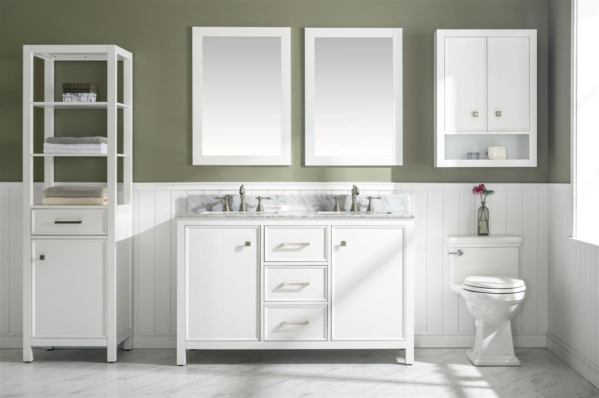 Legion Furniture 54" FINISH DOUBLE SINK VANITY CABINET WITH CARRARA WHITE TOP