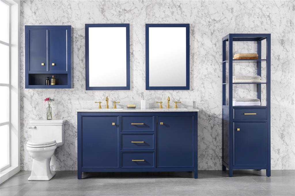 Legion Furniture 60" DOUBLE SINK VANITY CABINET WITH CARRARA WHITE TOP