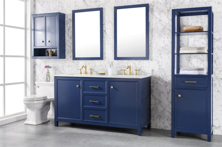 Legion Furniture 60" DOUBLE SINK VANITY CABINET WITH CARRARA WHITE TOP