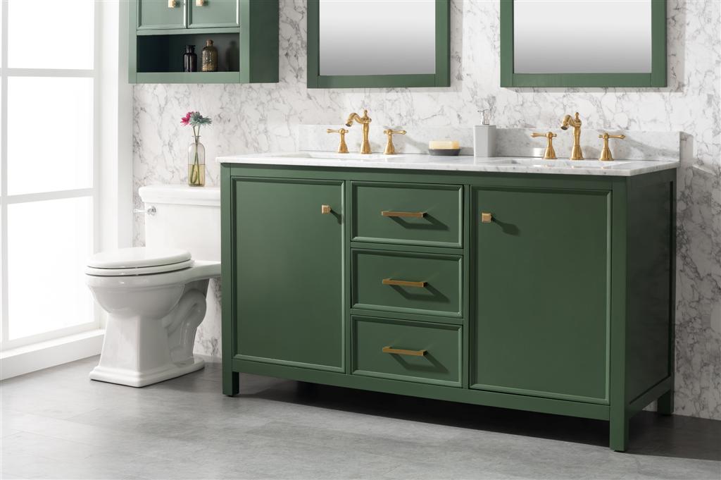 Legion Furniture 60" DOUBLE SINK VANITY CABINET WITH CARRARA WHITE TOP