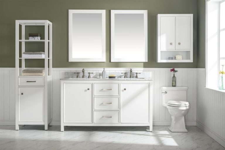 Legion Furniture 60" DOUBLE SINK VANITY CABINET WITH CARRARA WHITE TOP