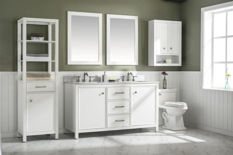 Legion Furniture 60" DOUBLE SINK VANITY CABINET WITH CARRARA WHITE TOP